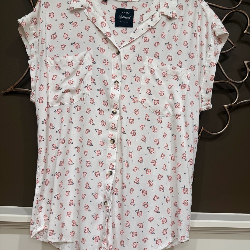 Jachs White and Red Button Down Shirt